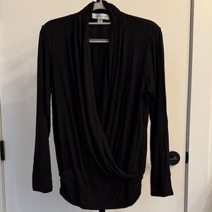 Amour Vert Agnes Black Drape Front Top
